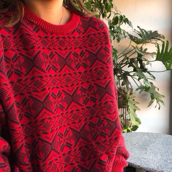 SOLD Chaps | Oversized Fair Isle Knit Sweater - Picture 2 of 9